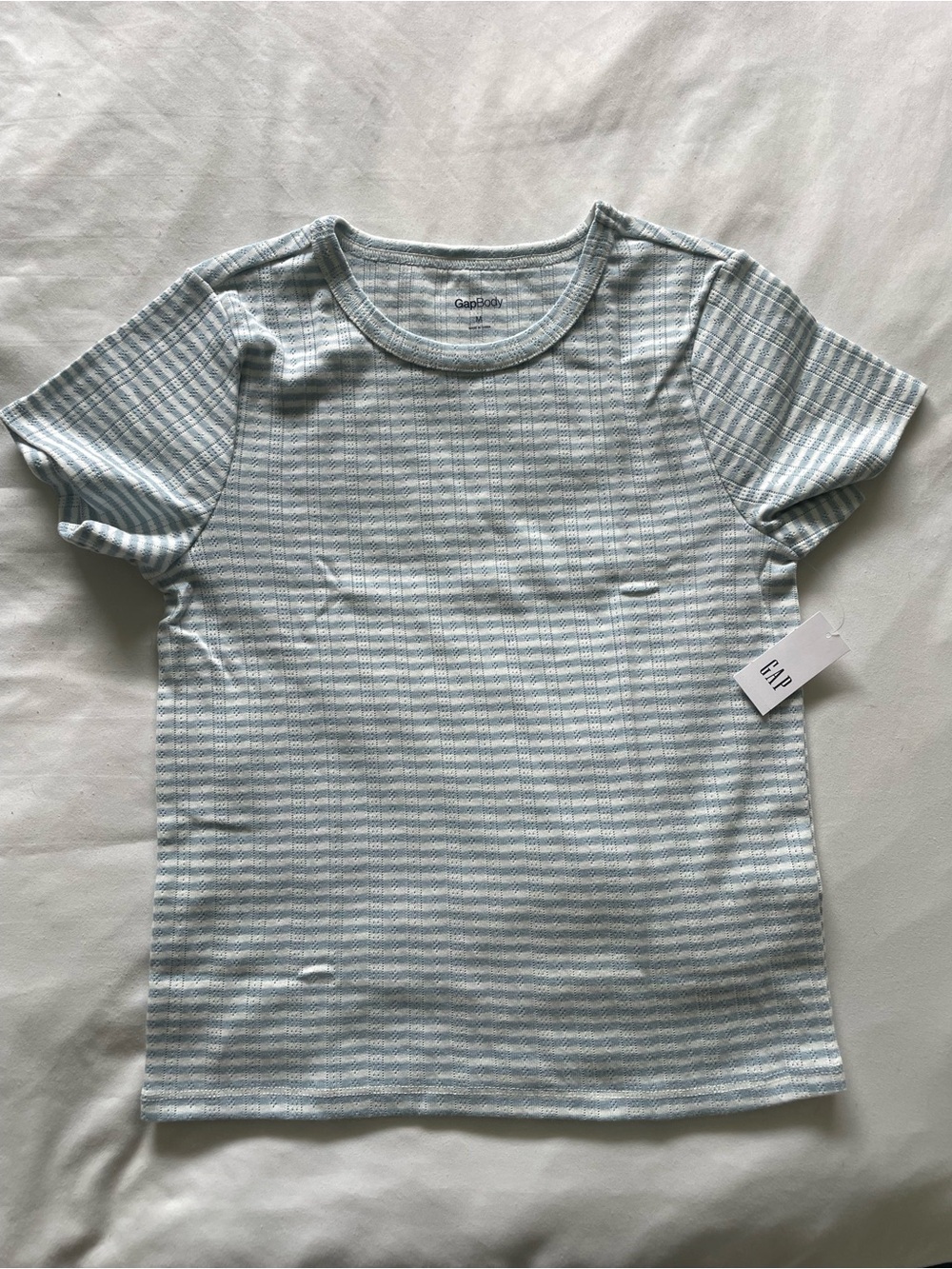 Gap Body Light Blue Striped Short Sleeve Tee